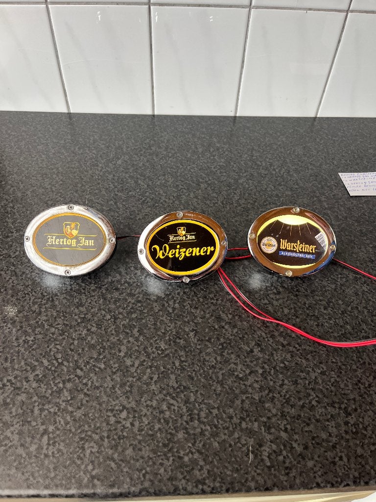 3x taplens met led verlichting . Hertog jan , Warsteiner , W, Ophalen of Verzenden, Gebruikt, Reclamebord, Plaat of Schild, Overige merken