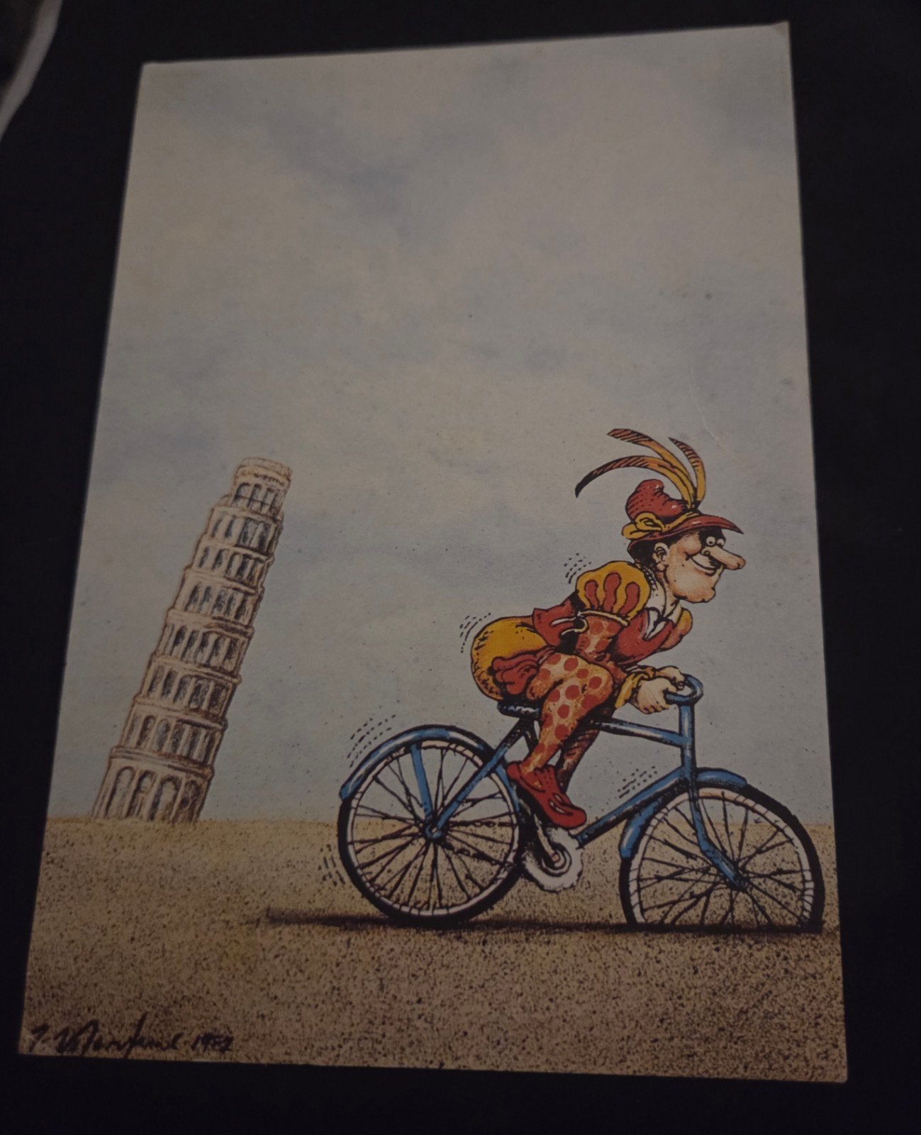 Toren van Pisa met fietser, Verzenden, 1980 tot heden, Gelopen, Overige thema's