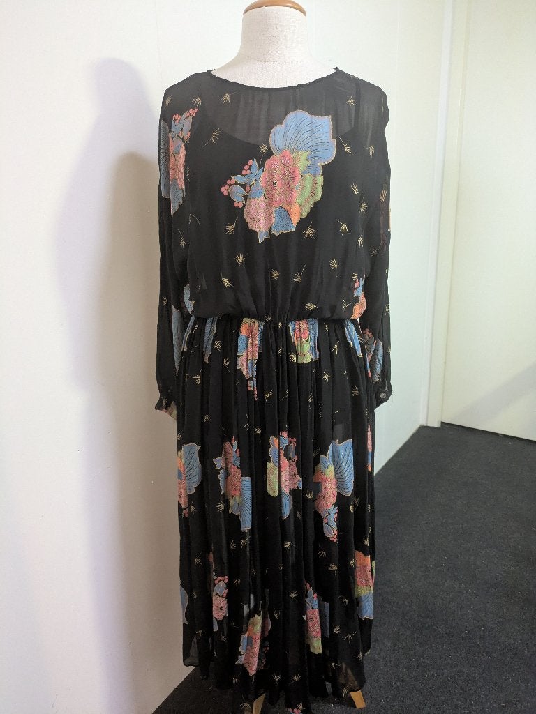 Sheer chiffon 80's jurk, Maat 38/40 (M), Ophalen of Verzenden, True vintage, Zo goed als nieuw