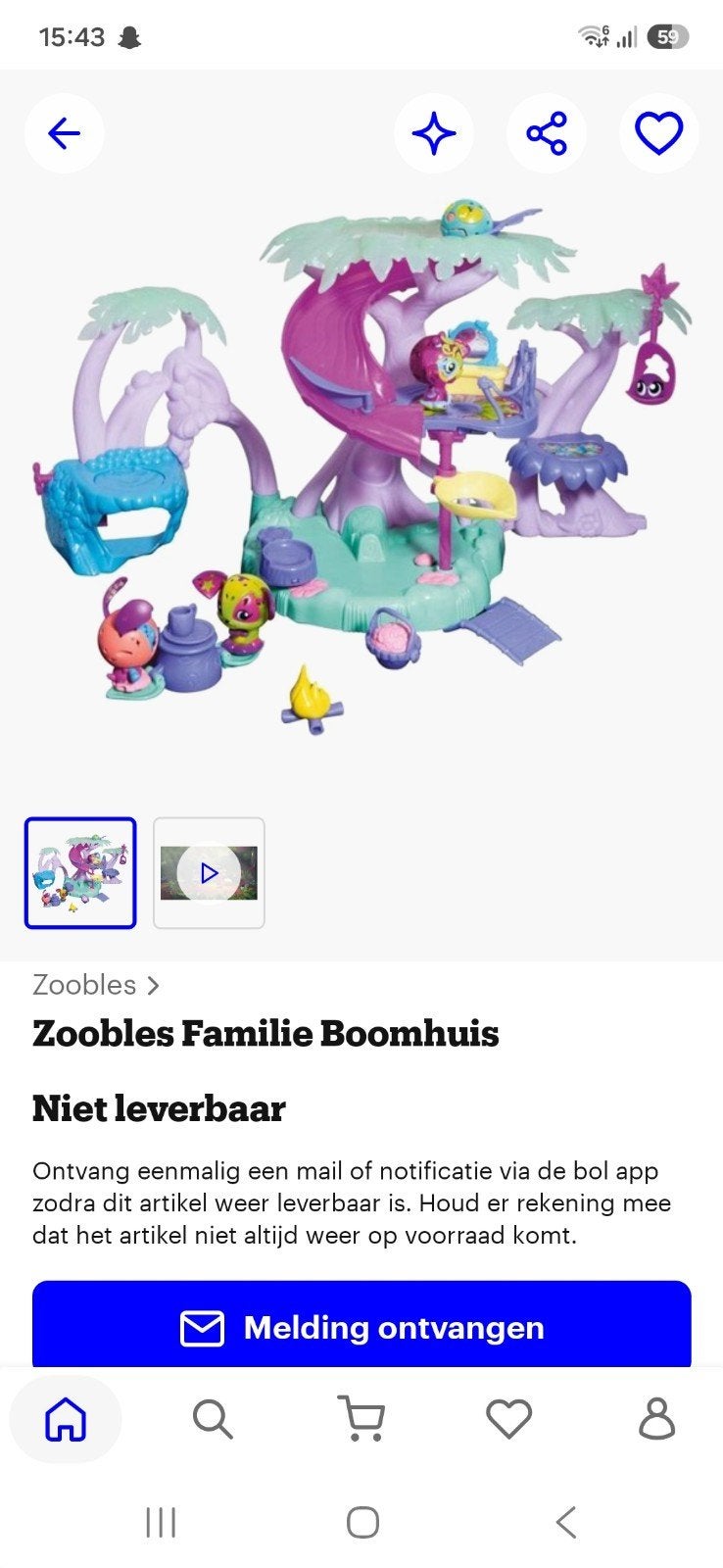 Zoobles Familie Boomhuis Speelset met Accessoires, Kinderen en Baby's, Ophalen, Zo goed als nieuw, Jongen of Meisje
