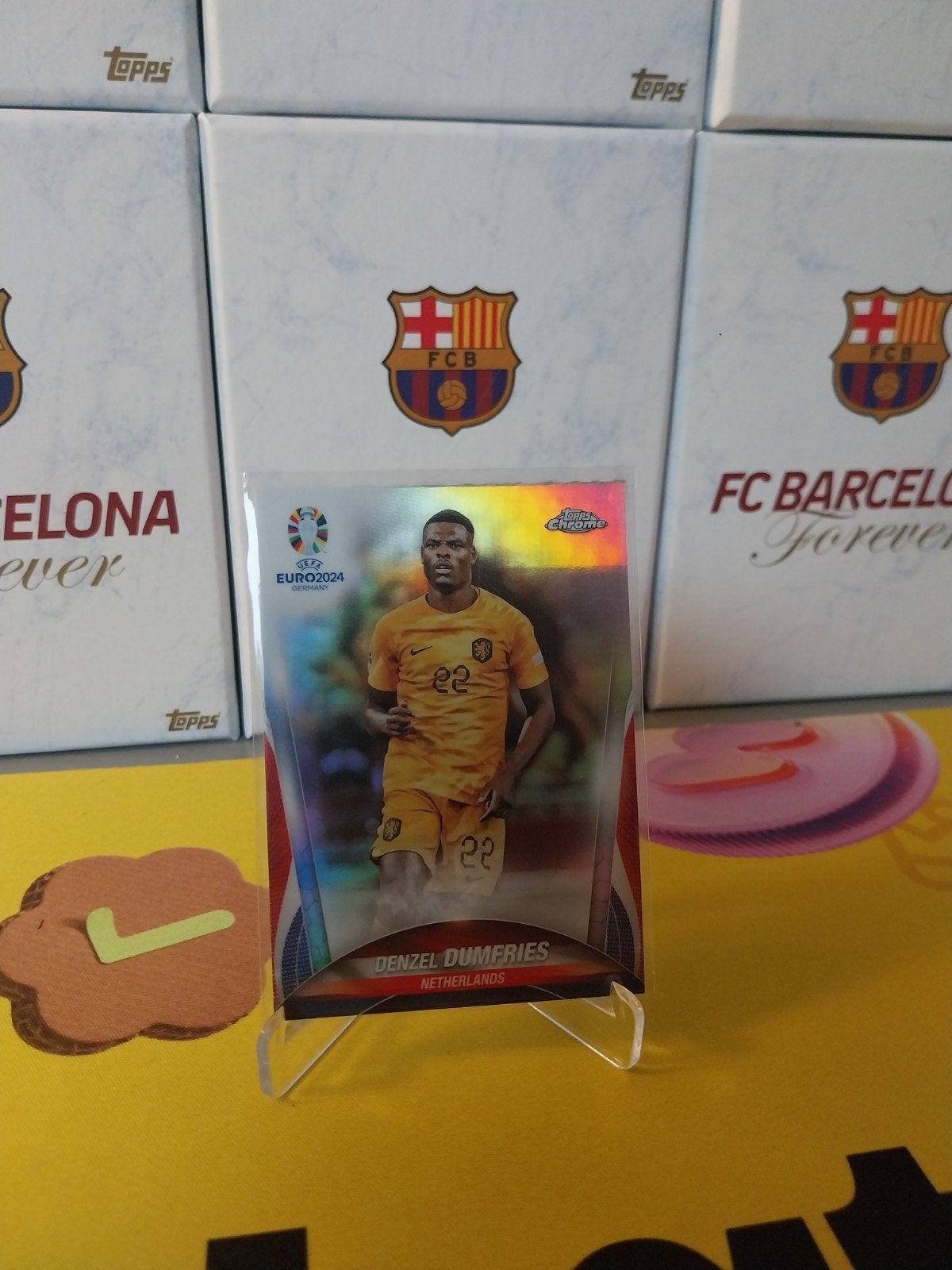Denzel Dumfries Refractor Topps Chrome Euro 2024, Ophalen of Verzenden, Nieuw, Overige binnenlandse clubs, Poster, Plaatje of Sticker