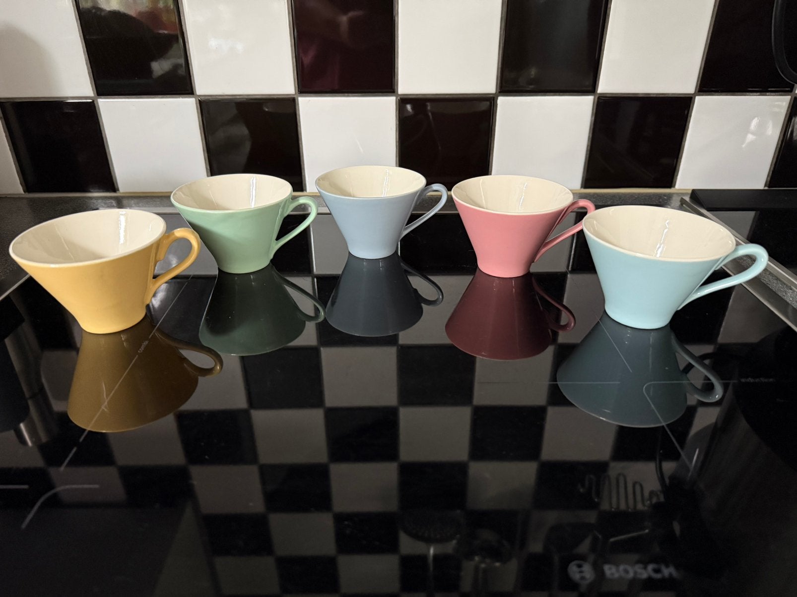 5 Pastel kopjes Eny zonder schotels Regout Sphinx Vintage, Ophalen of Verzenden