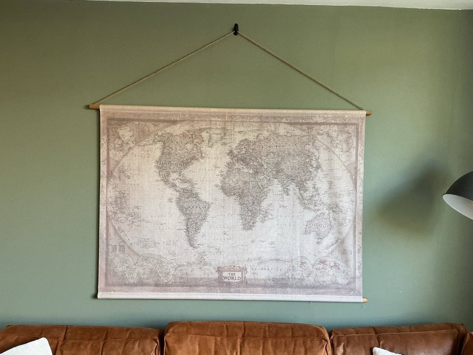 Grote wereldkaart wandkleed - Vintage stijl, Ophalen, Gebruikt, 106 cm, 150 cm