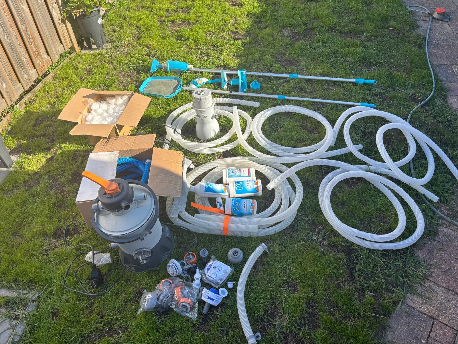 Zwembad onderhoudspakket: Zandpomp, stofzuiger & meer, Tuin en Terras, Zwembad-toebehoren, Ophalen, Gebruikt, Overige typen