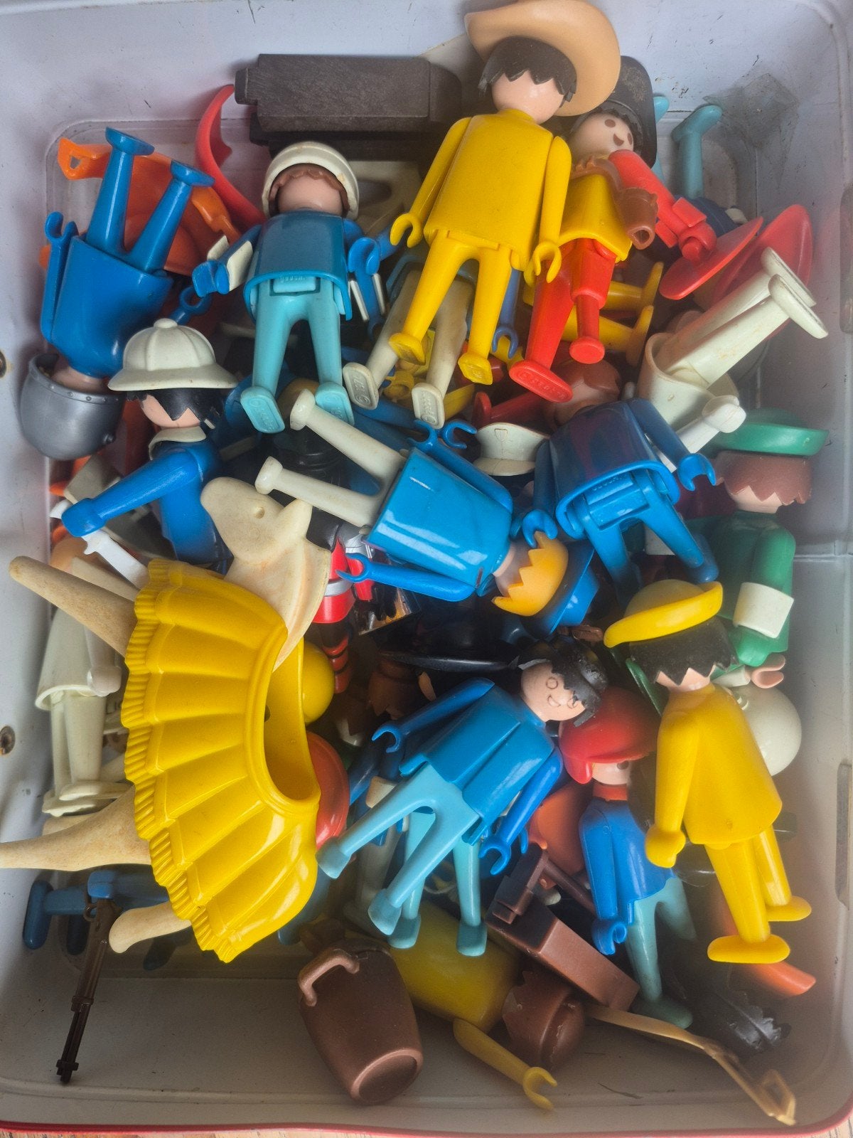 Diverse vintage Playmobil poppetjes, paarden en toebehoren, Gebruikt, Losse onderdelen, Ophalen of Verzenden, Figuren