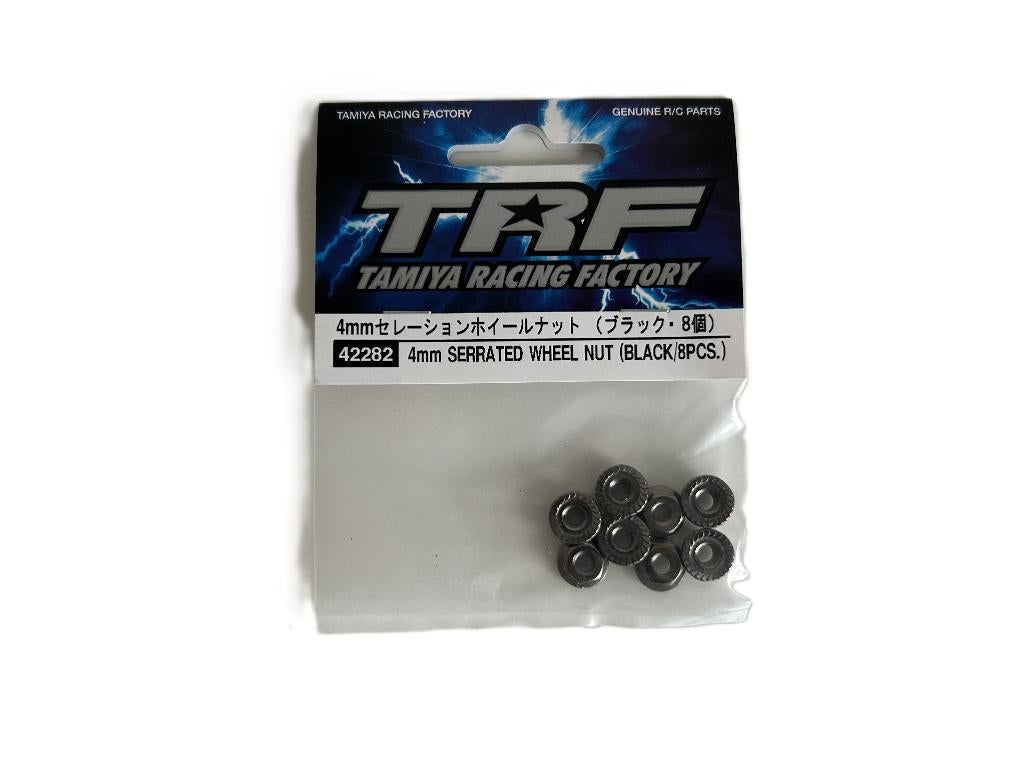 Tamiya 42282 TRF Wielmoeren 4mm geriffelt (8) zwart