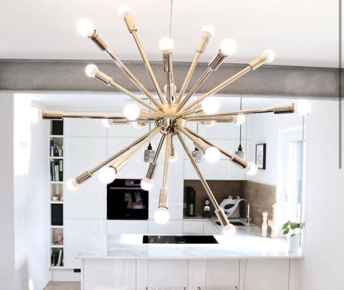 Westwing gouden Spike Lamp Kroonluchter, Ophalen of Verzenden, Zo goed als nieuw, Metaal, E27 (groot)