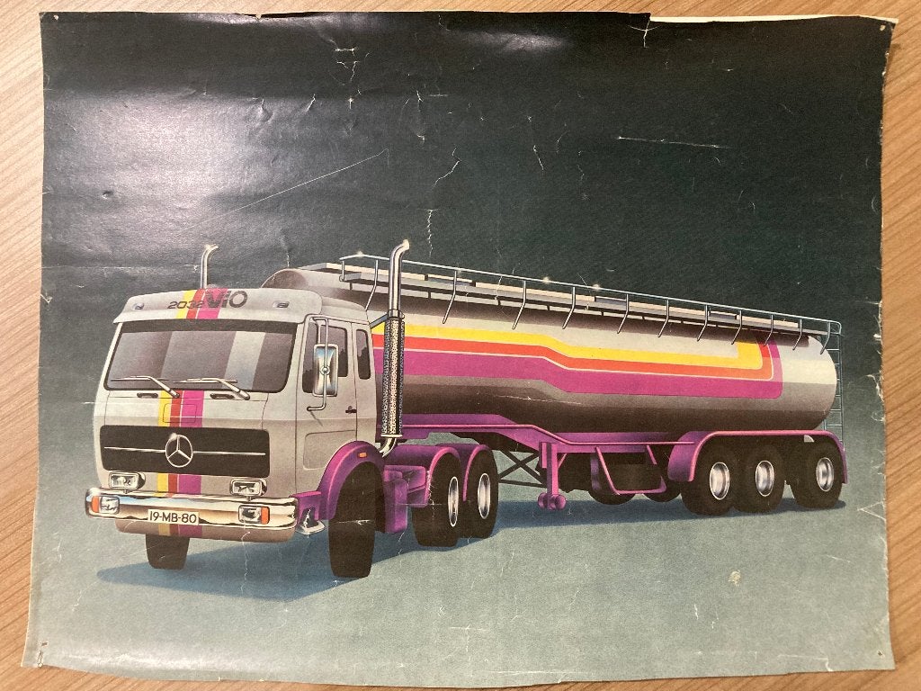 Mercedes Benz truck en bus fotoprint 4 stuks., Ophalen, Zo goed als nieuw, Auto's