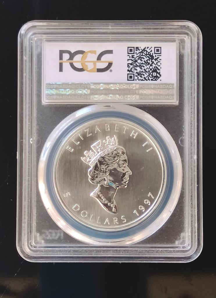 Maple Leaf 1997 in SLAB - Gradatie MS 68, Ophalen of Verzenden, Noord-Amerika, Losse munt, Zilver