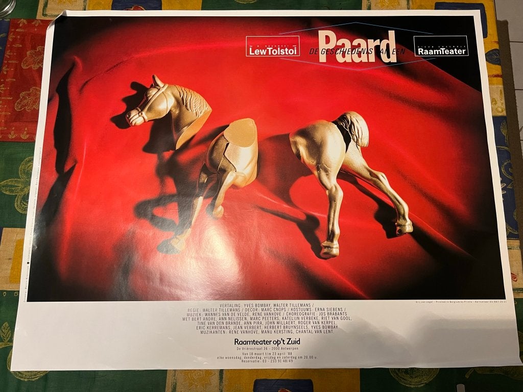 Vintage poster De geschiedenis van een paard - Lew Tolstoi, Gebruikt, Deurposter of groter, Rechthoekig Liggend, Ophalen of Verzenden