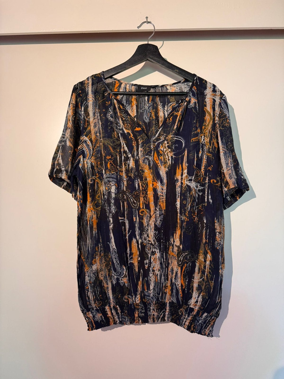 Donkerblauw/okergeel gekleurde zizzi blouse maat S /42/44, Kleding | Dames, Blouses en Tunieken, Ophalen of Verzenden, Zo goed als nieuw