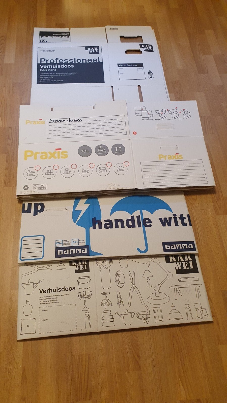 Verhuisdoos 9st, Ophalen, Doos, 50 tot 75 cm, Minder dan 40 cm