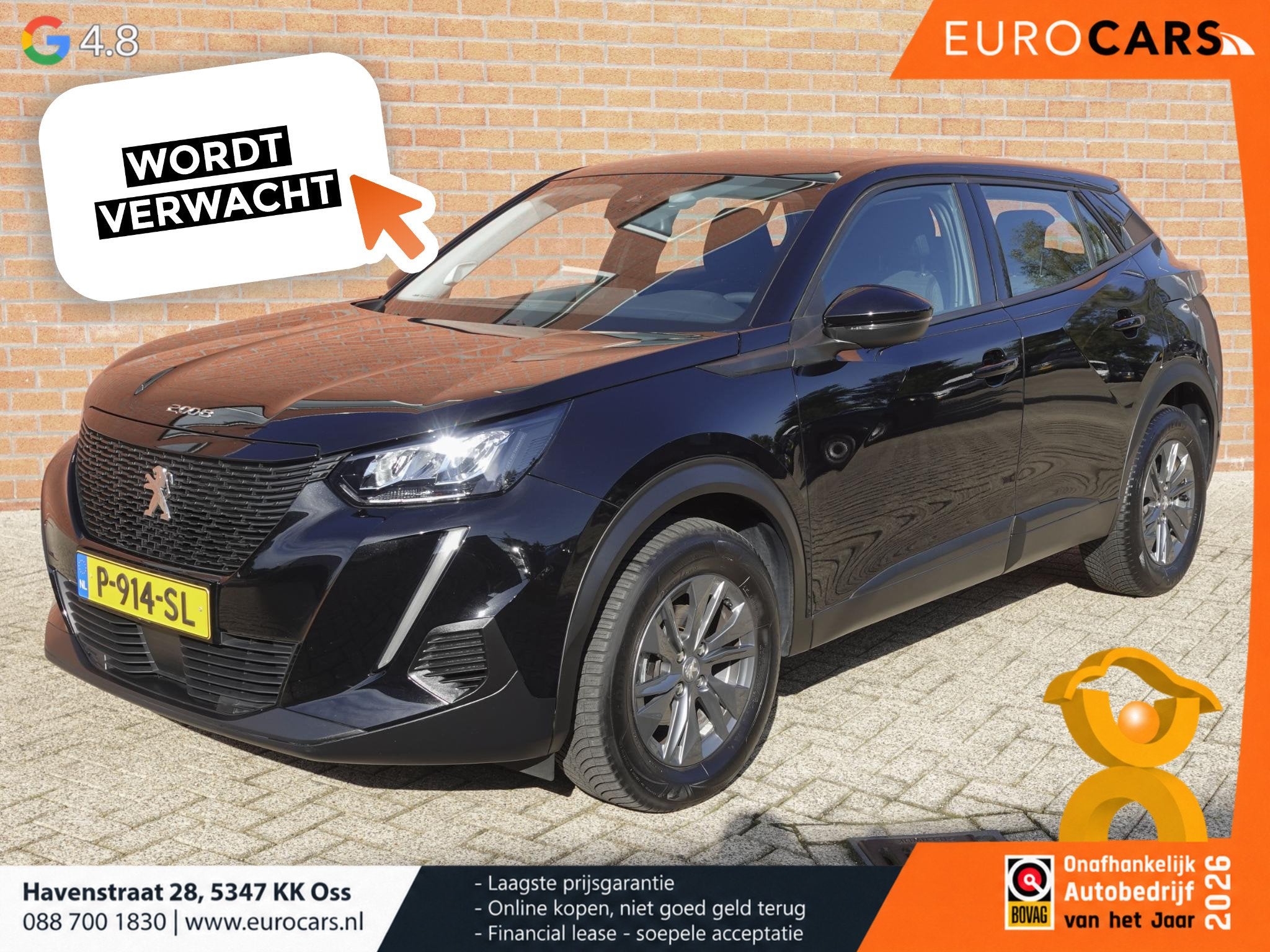 Peugeot 2008 1.2 PureTech 101pk Active Pack Navigatie Apple, Auto's, Gebruikt, Euro 6, 1199 cc, Zwart