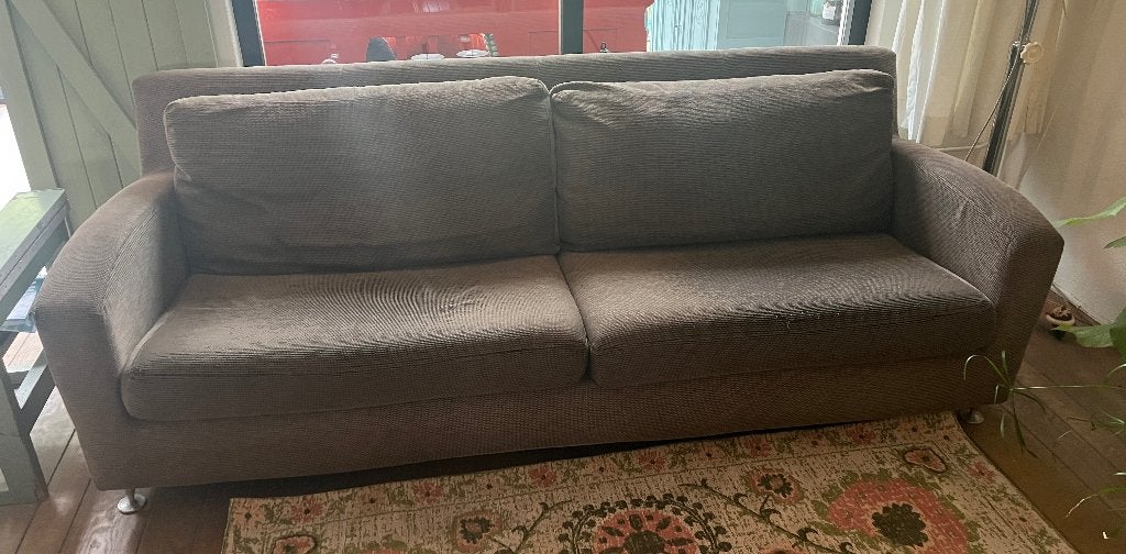 Zitbank bruin, Ophalen, Gebruikt, Driepersoons, 75 tot 100 cm