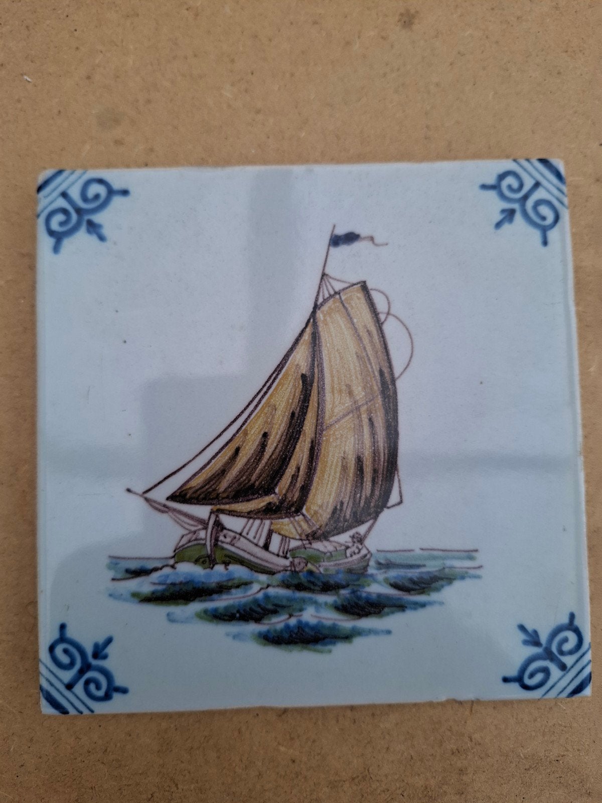 Tegel Koninklijke Tichelaar Makkum - Zeilschip, Ophalen of Verzenden