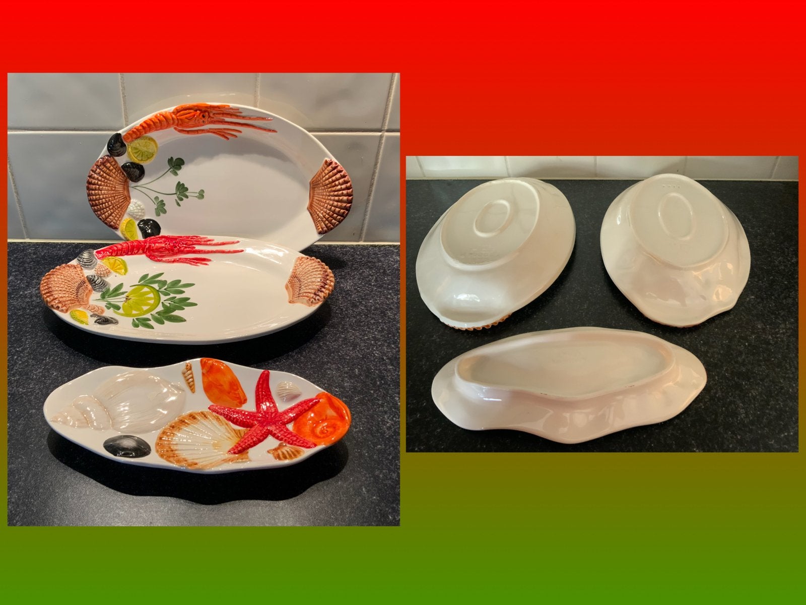 Set van 3 schalen met zeethema, Ophalen, Keramiek, Nieuw, Schaal of Schalen