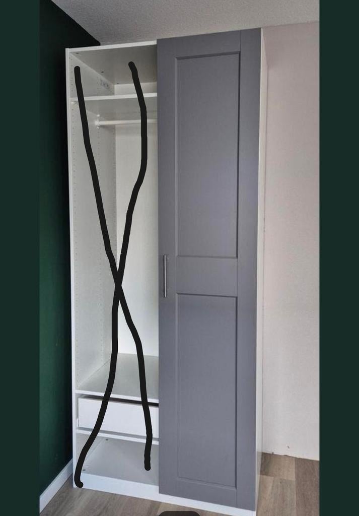 1x Grimo deur Grijs voor pak kast ikea incl scharnieren, Ophalen, 200 cm of meer, Pax, 50 tot 100 cm