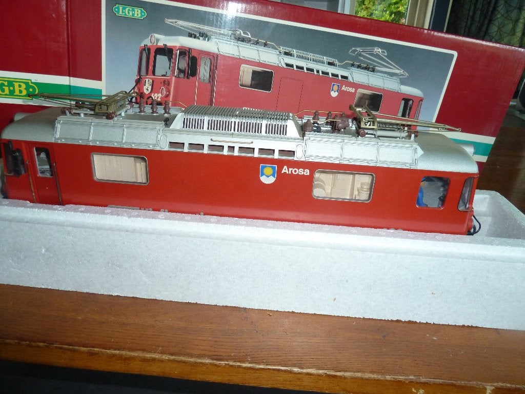 LGB 2043 Arosa E-lok RhB locomotief met OVP, Gebruikt, Ophalen of Verzenden, LGB, Analoog