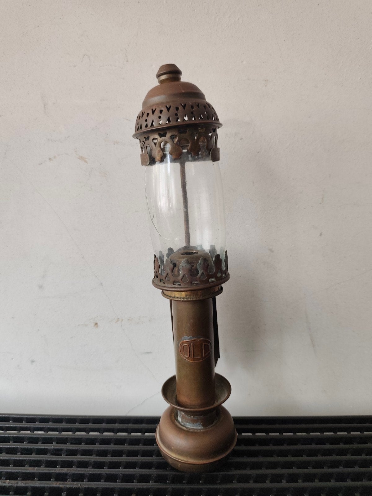 Antiek Victoriaans wagonlantaarn, koper, 30 cm hoog, Antiek en Kunst, Ophalen of Verzenden