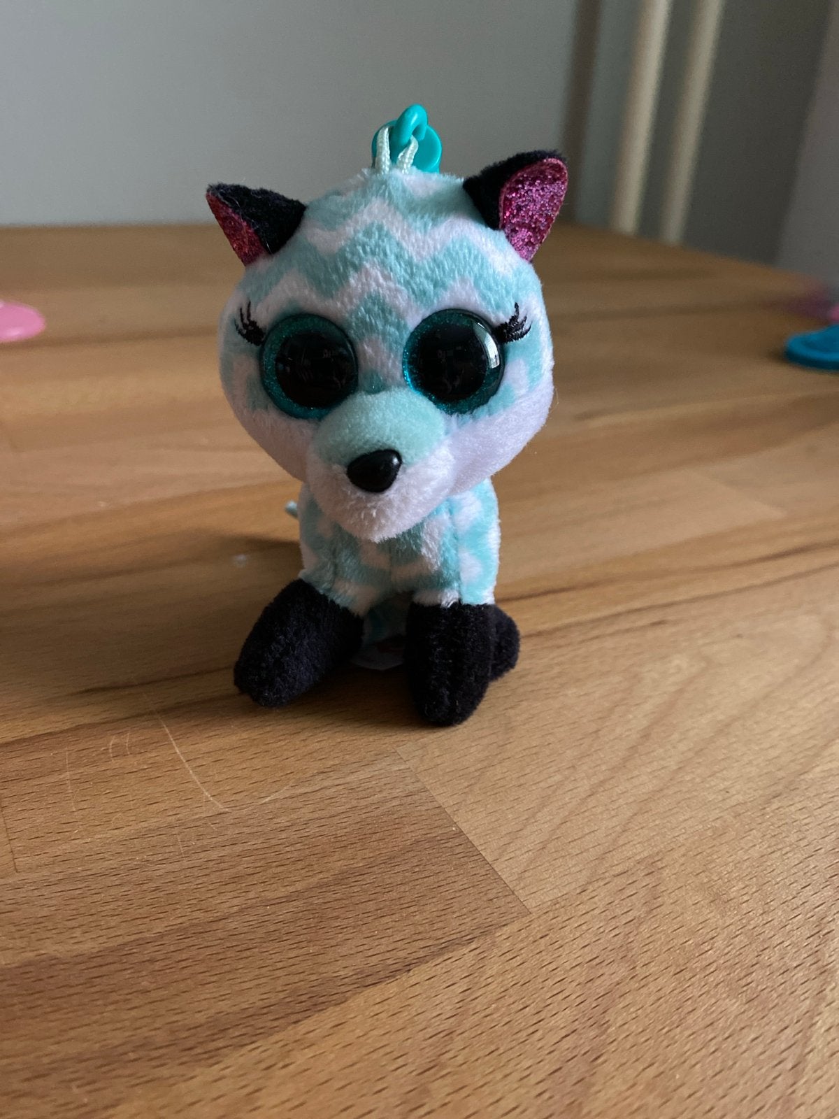 Ty Beanie Boo sleutelhanger vosje, Blauw, Ophalen of Verzenden, Zo goed als nieuw, Klein (minder dan 20 cm)