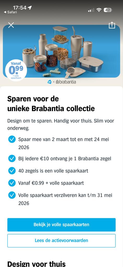 Brabantia spaarzegels AH ruilen voor DE punten wie wil !, Verzamelen, Supermarktacties, Albert Heijn, Ophalen of Verzenden