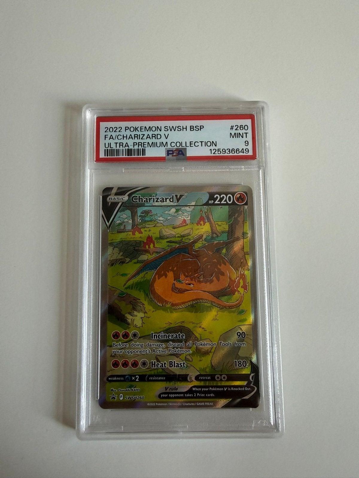 Charizard V PSA 9 (SWSH 260) SWSH Black Star Promos, Ophalen of Verzenden, Zo goed als nieuw, Losse kaart