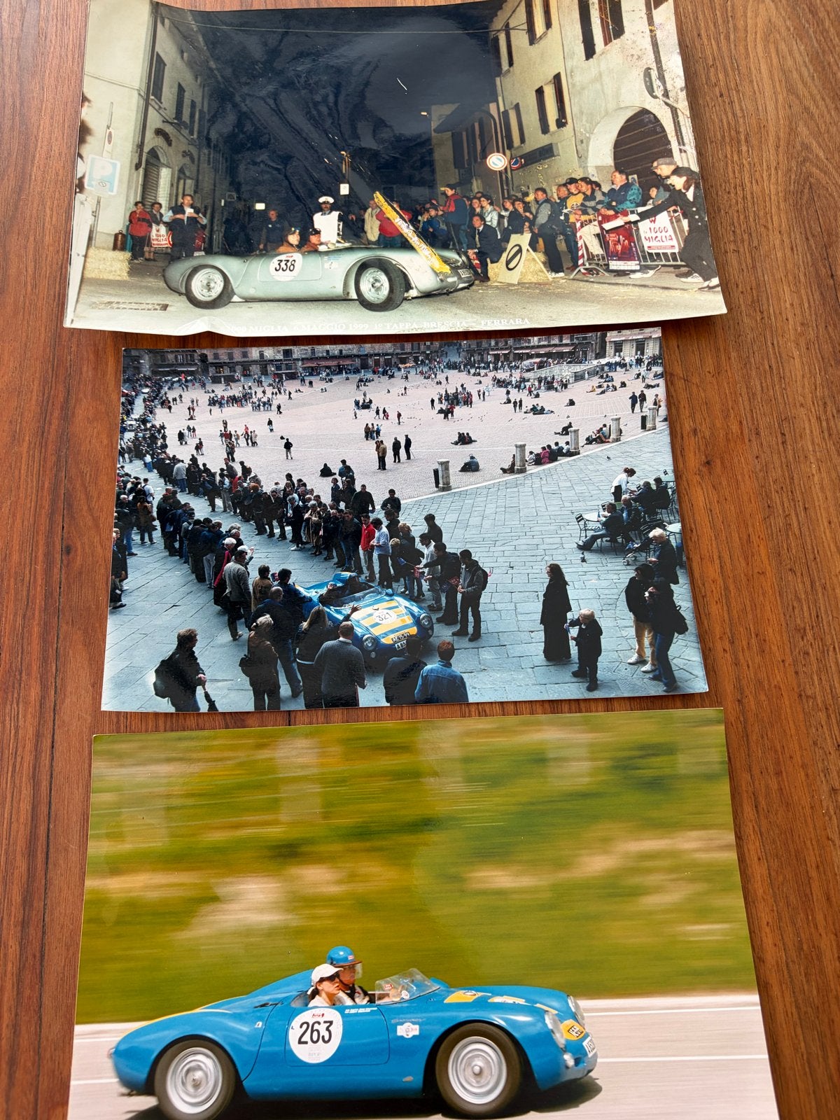 Set van 3 foto's van klassieke raceauto's, Mille Miglia 1999, Gebruikt, 1980 tot heden, Foto, Ophalen of Verzenden