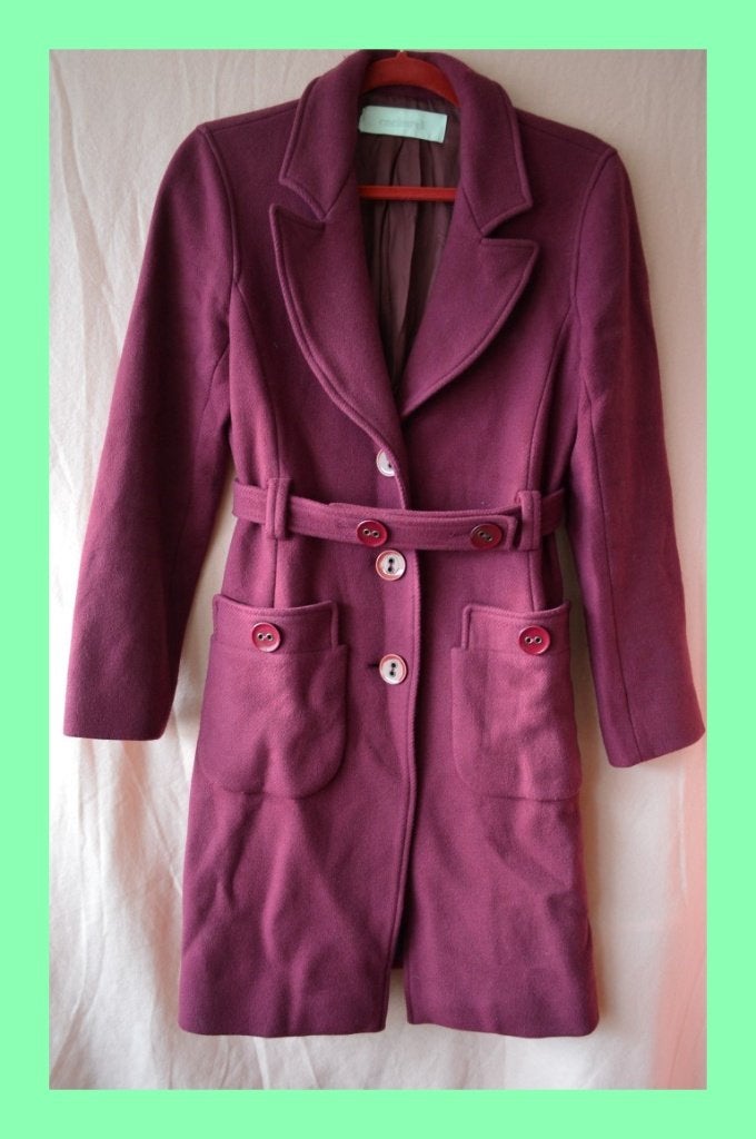 Cacharel paarse jas mantel winterjas, Kleding | Dames, Ophalen of Verzenden, Zo goed als nieuw, Paars