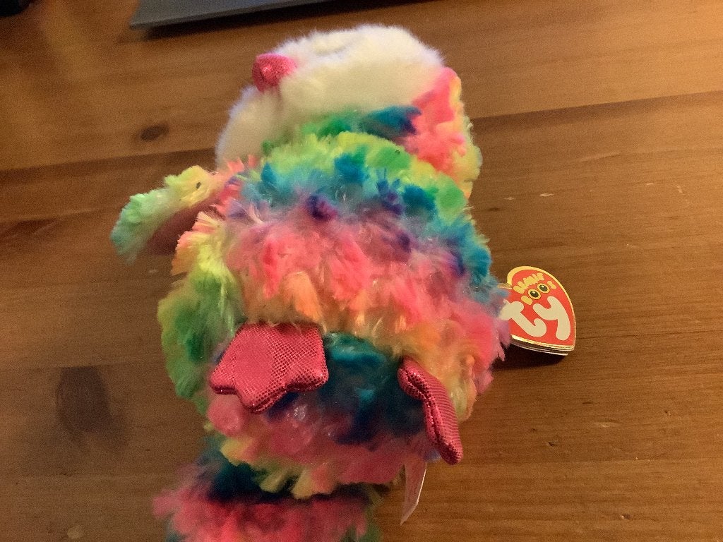 TY Beanie Boo knuffel Owen de Uil. 15 cm. regenboogkleurig, Overige typen, Ophalen of Verzenden, Meerkleurig, Ty