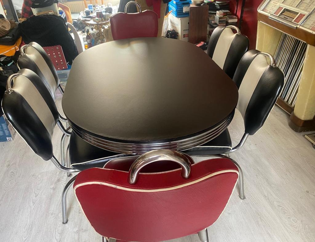 Belair eettafel met stoelen, jaren '50 stijl, Huis en Inrichting, Tafels | Eettafels, Gebruikt, 100 tot 150 cm, 50 tot 100 cm