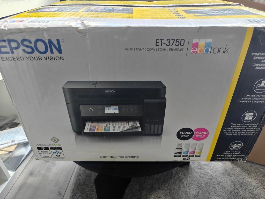 Epson EcoTank ET-3750 All-in-One Inkjetprinter, Computers en Software, Printers, EPSON, Inkjetprinter, All-in-one, Nieuw