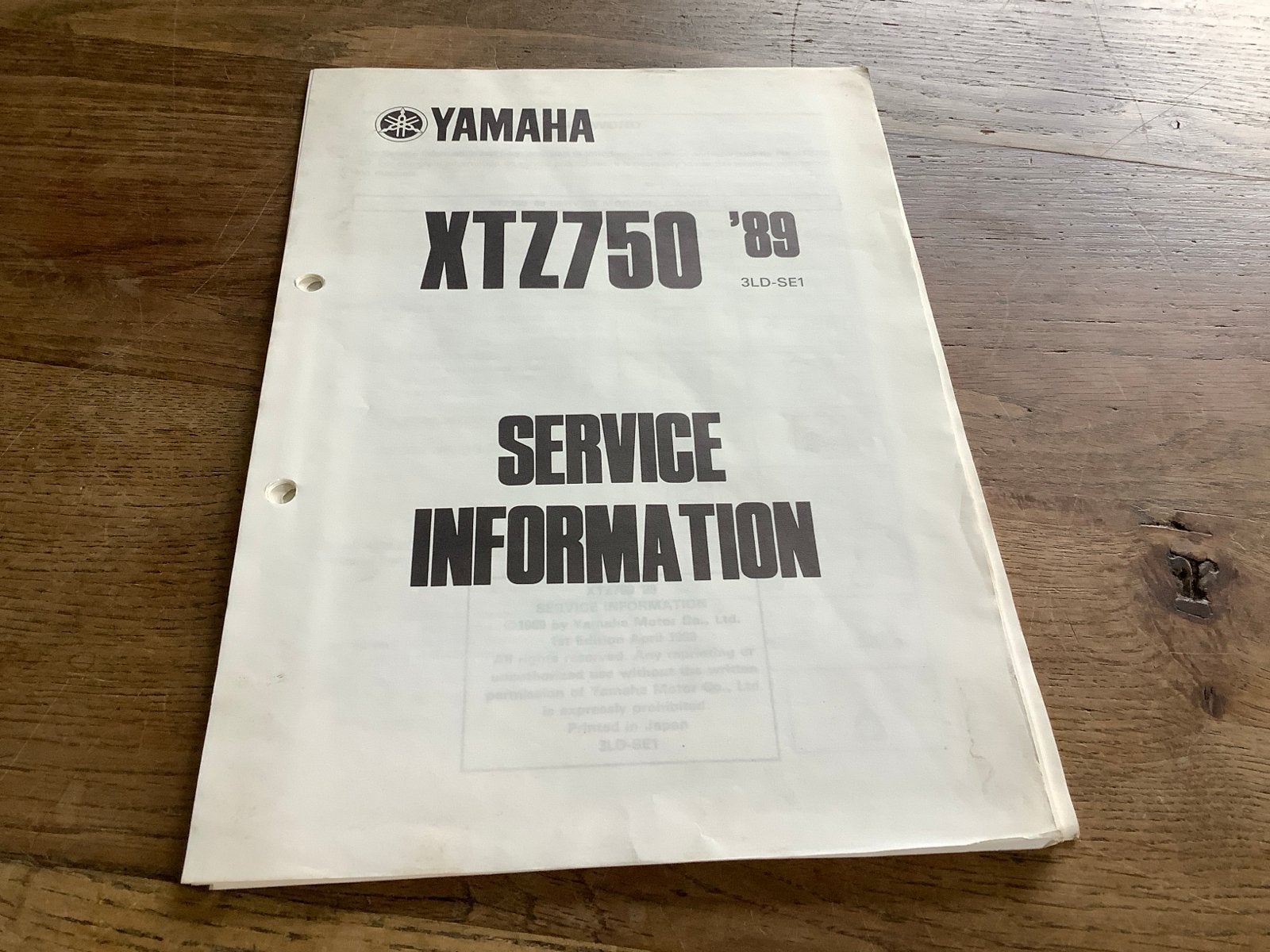 Yamaha XTZ750 '89 Service Informatie Handleiding.   (i), Verzenden, Yamaha