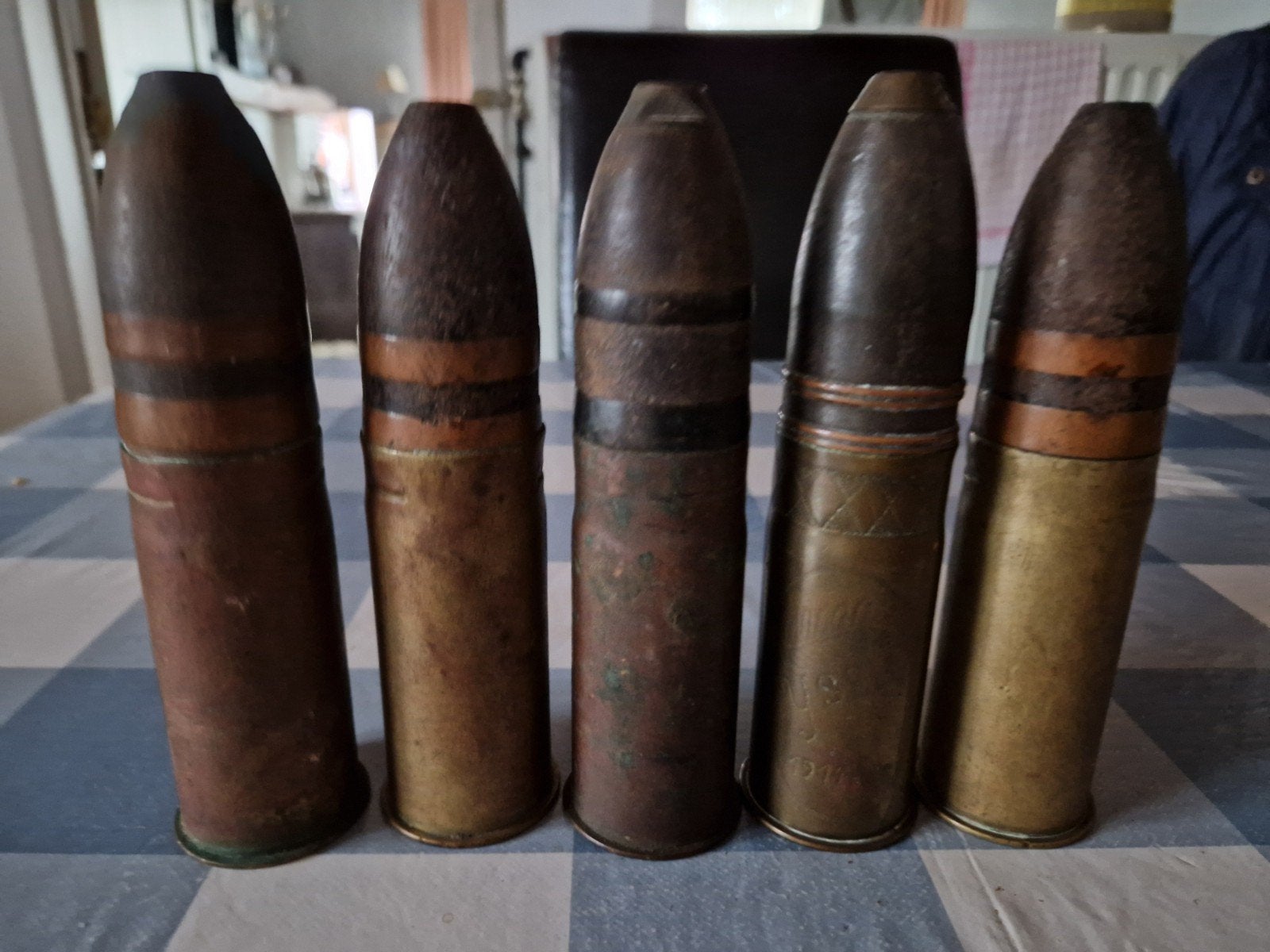 5 lege hulzen met koppen duits 1ste oorlog, Ophalen of Verzenden, Landmacht, Duitsland, Hulzen of Bodemvondsten
