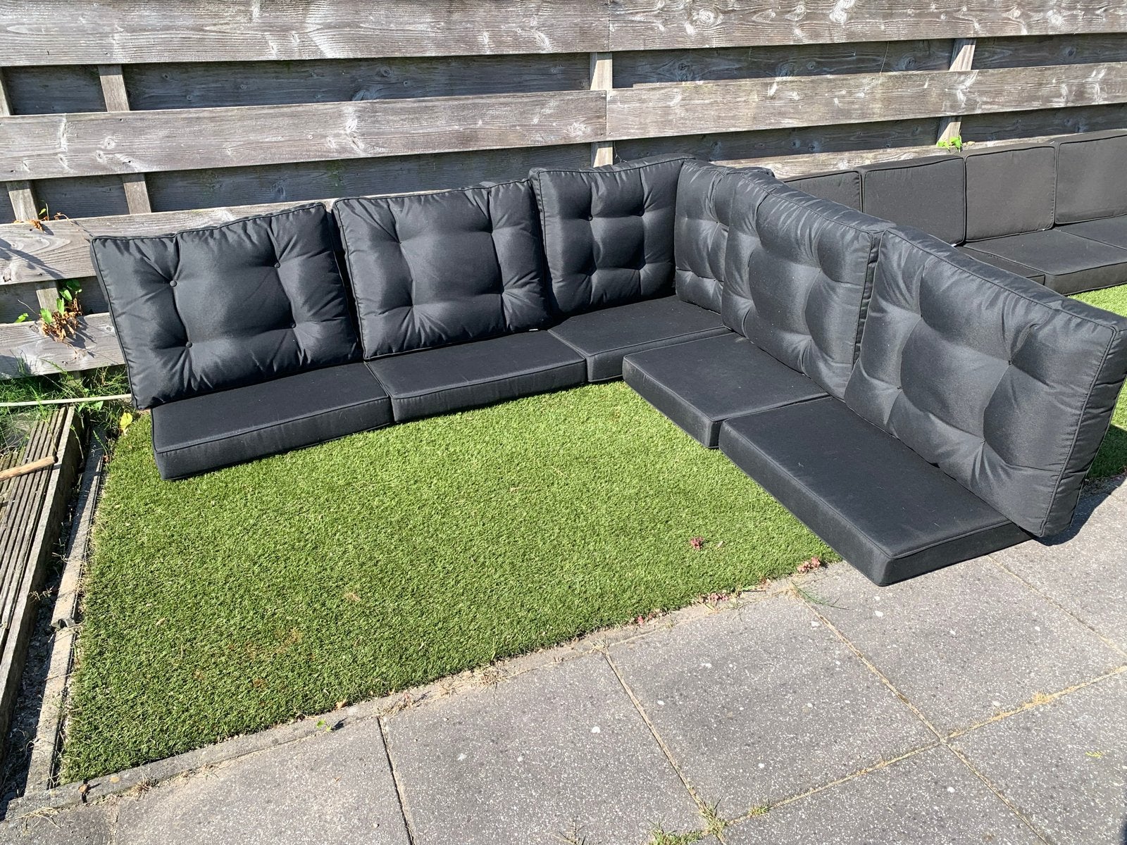 Zwarte kussens voor hoekbank 2.30x2.00 - Zeer goede staat, Ophalen, Zo goed als nieuw, Loungeset