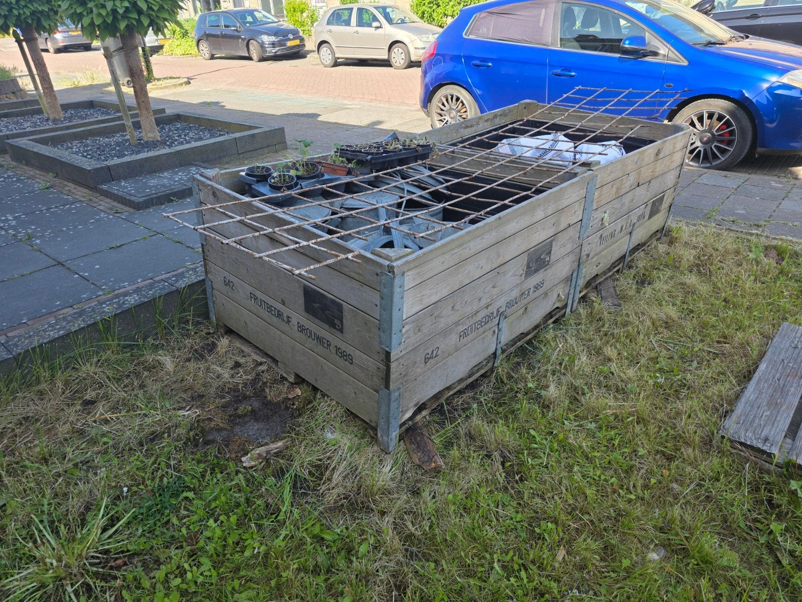 Robuuste fruitkisten / bloembakken van hout, Tuin en Terras, Ophalen, Gebruikt, 100 cm of meer, 60 cm of meer