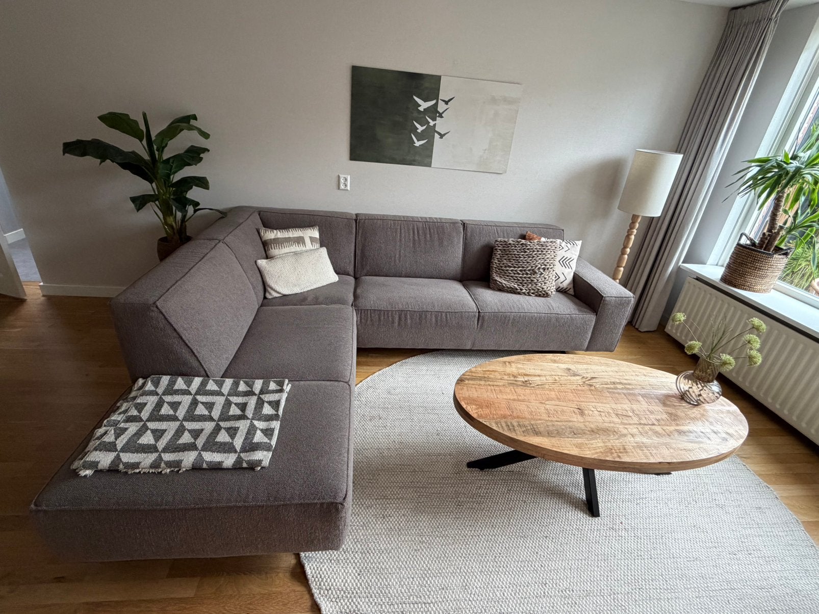 Hoekbank lounge Montel bruin / taupe stof uit 2025, Ophalen, Zo goed als nieuw, Stof