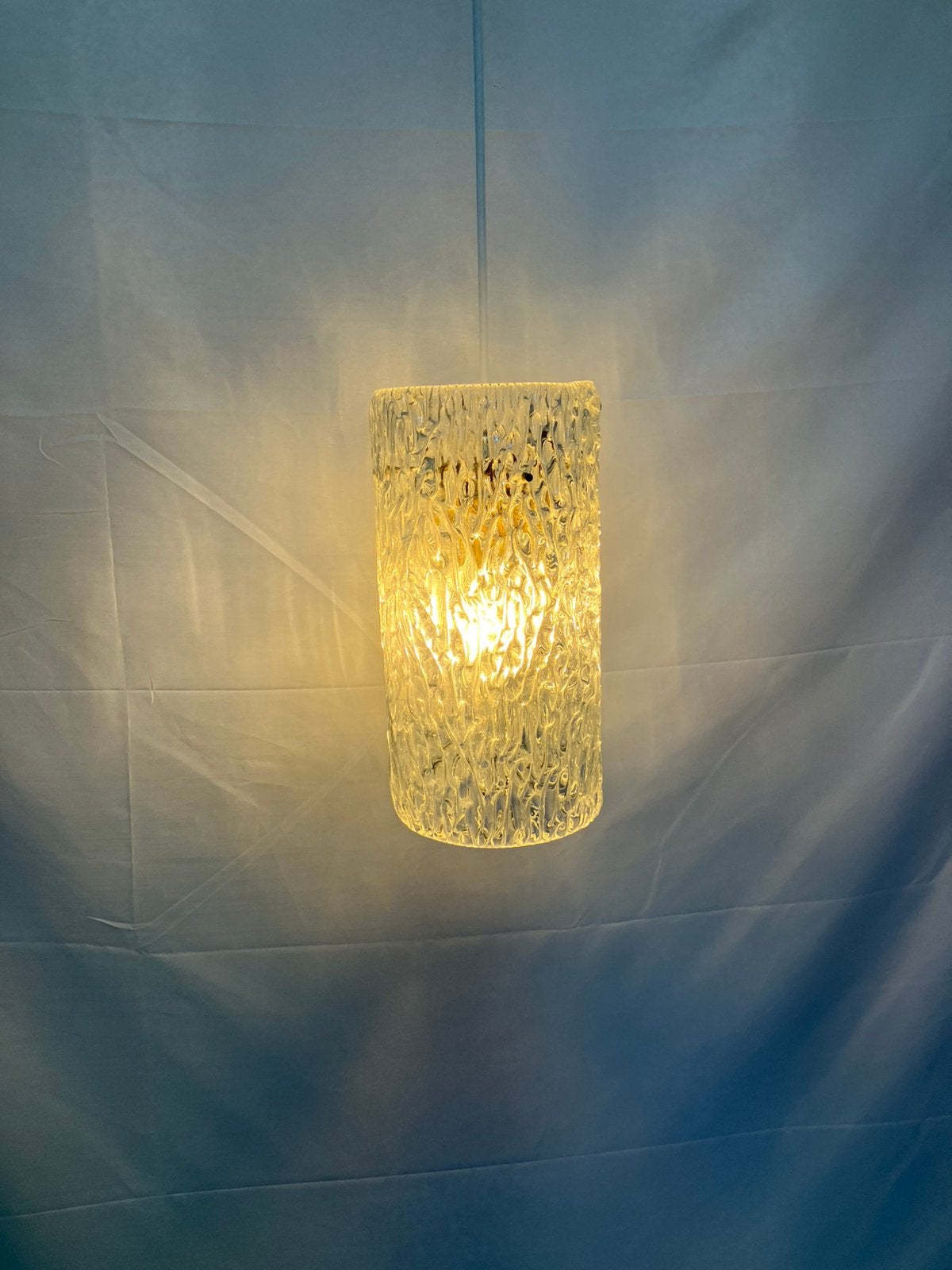 Vintage ijsglas hanglamp J.T. Kalmar Franken jaren 50/60, Ophalen of Verzenden, Gebruikt, Glas