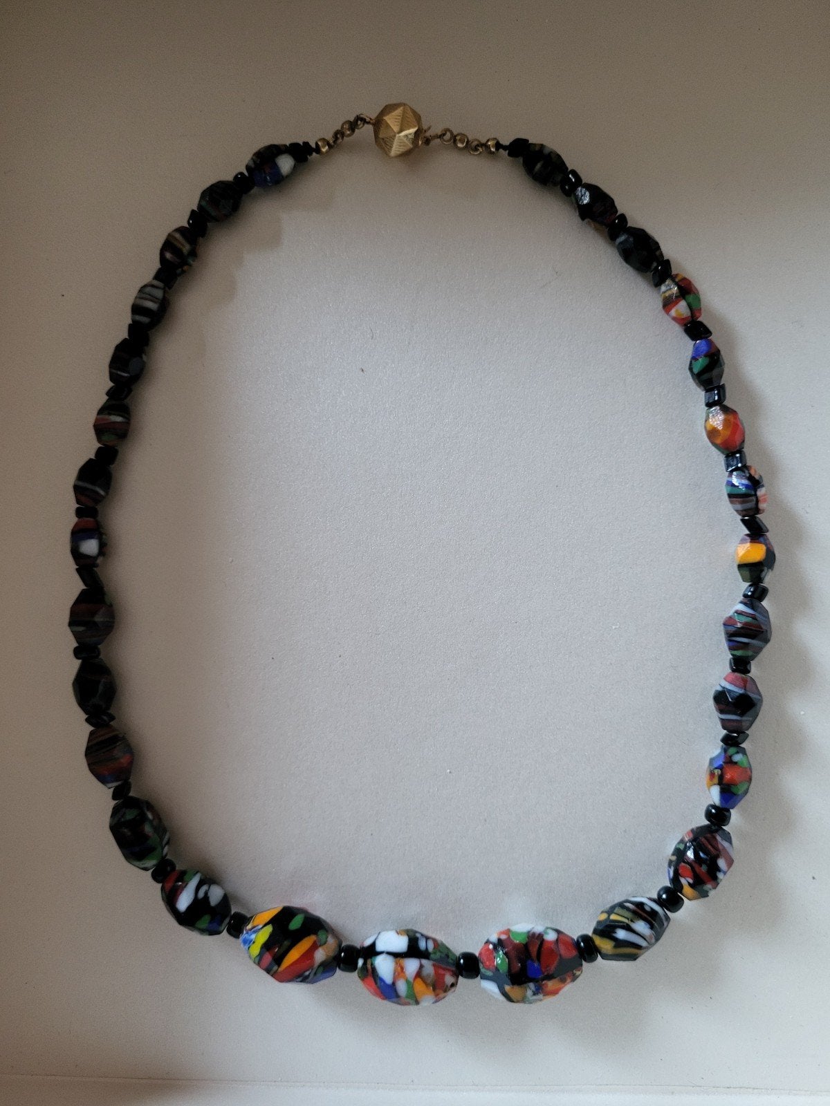 Antieke "End of day" ketting jaren 40 geslepen glaskralen, Sieraden, Tassen en Uiterlijk, Kettingen, Ophalen of Verzenden, Gebruikt
