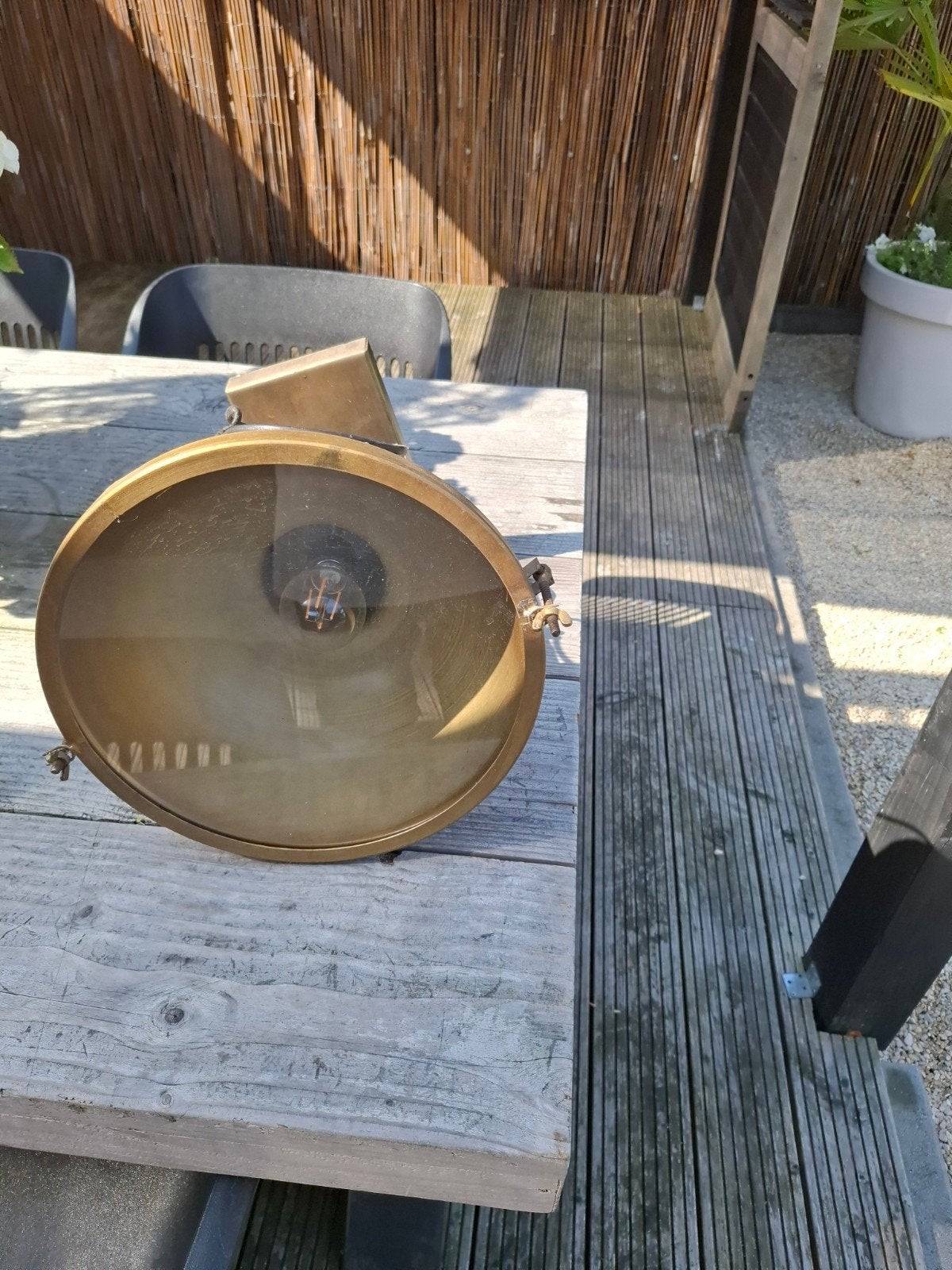 Vintage Messing Scheepslamp / Buitenlamp, Ophalen of Verzenden
