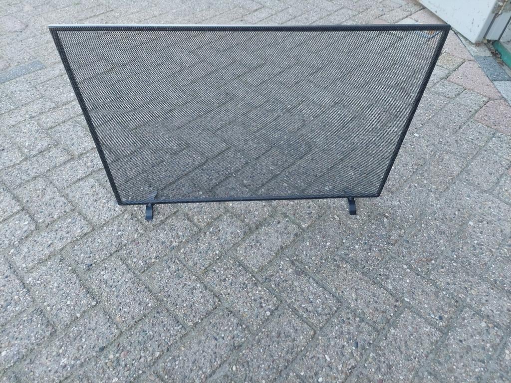 Haardscherm zwart metaal haard scherm, Ophalen of Verzenden, Zo goed als nieuw, Vrijstaande haard, Houthaard