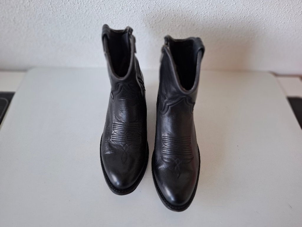Sendra maat 38 zwarte leren cowboy boots laarzen met ritsen, Sendra, Verzenden, Zwart, Lage of Enkellaarzen
