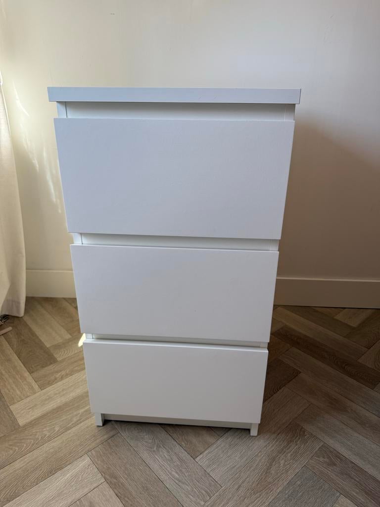 IKEA Malm ladekast wit met 3 lades, Ophalen, Minder dan 50 cm, Gebruikt, 3 of 4 laden