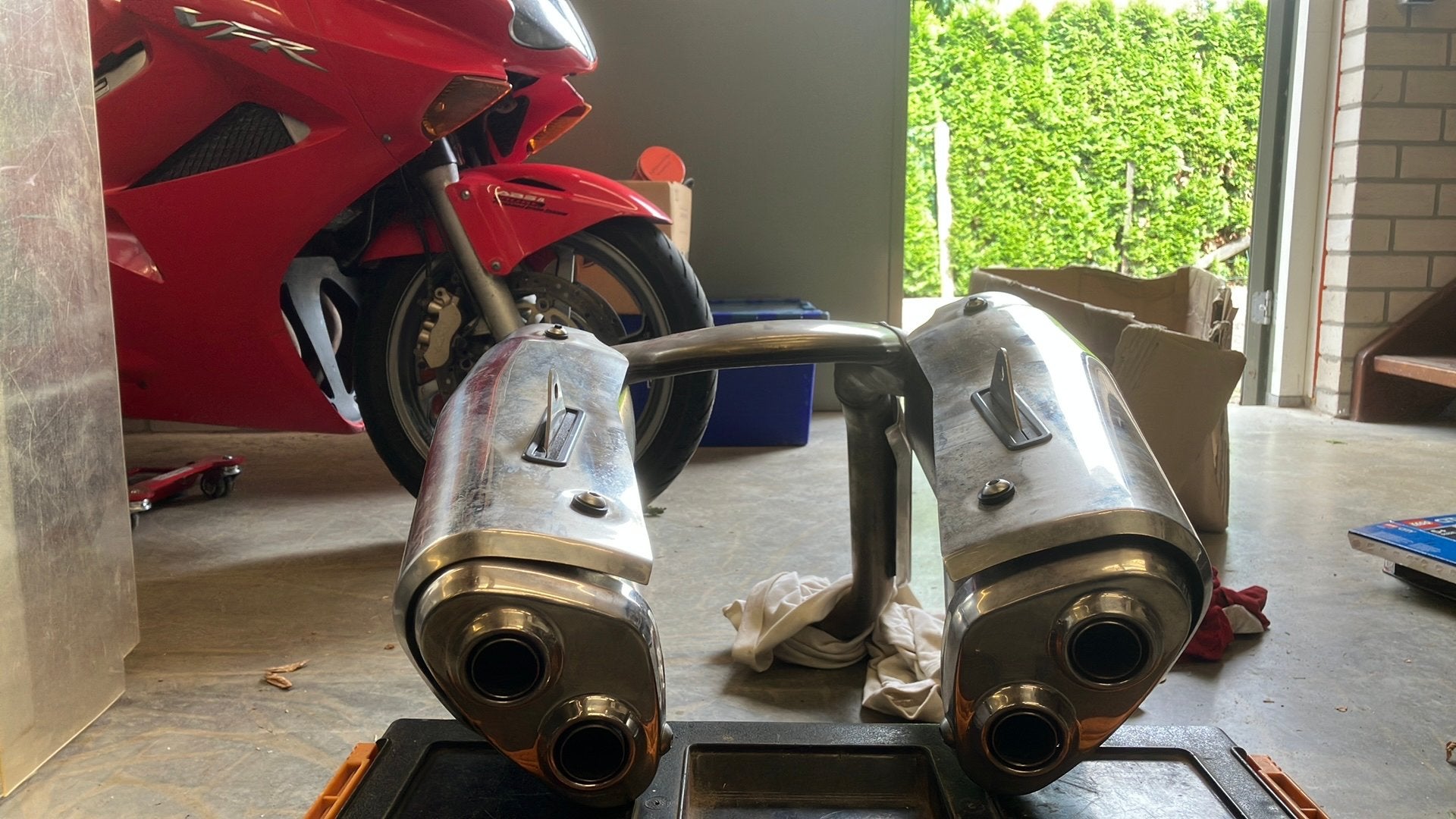 Originele Honda VFR 800 fi V-tec uitlaat, Ophalen, Gebruikt