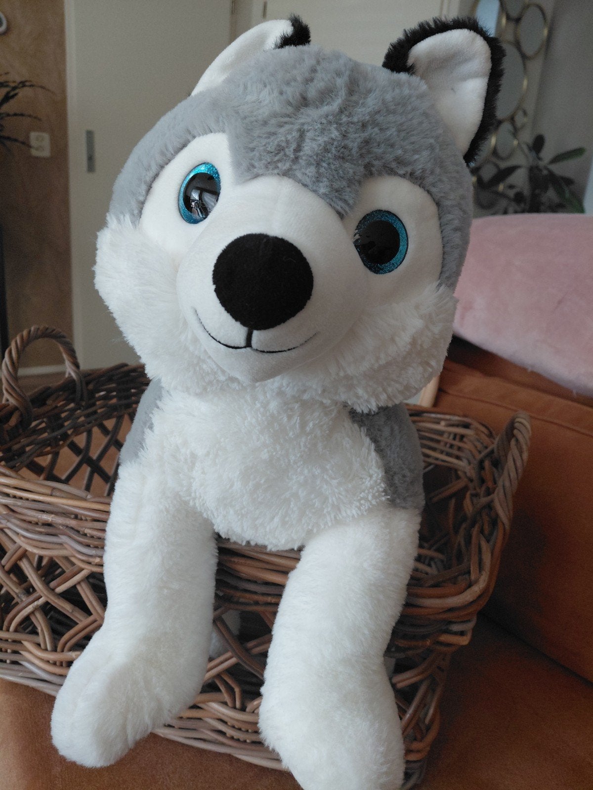 Schattige Husky Knuffel - Zo goed als nieuw, Ophalen, Grijs, Hond, Zo goed als nieuw