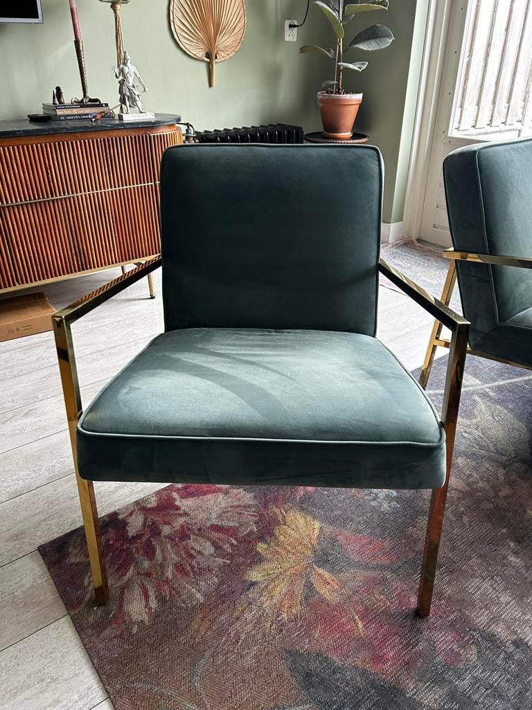 Fauteuil stoelen velvet 2 stuks, Huis en Inrichting, Ophalen, Zo goed als nieuw, Overige kleuren, Twee
