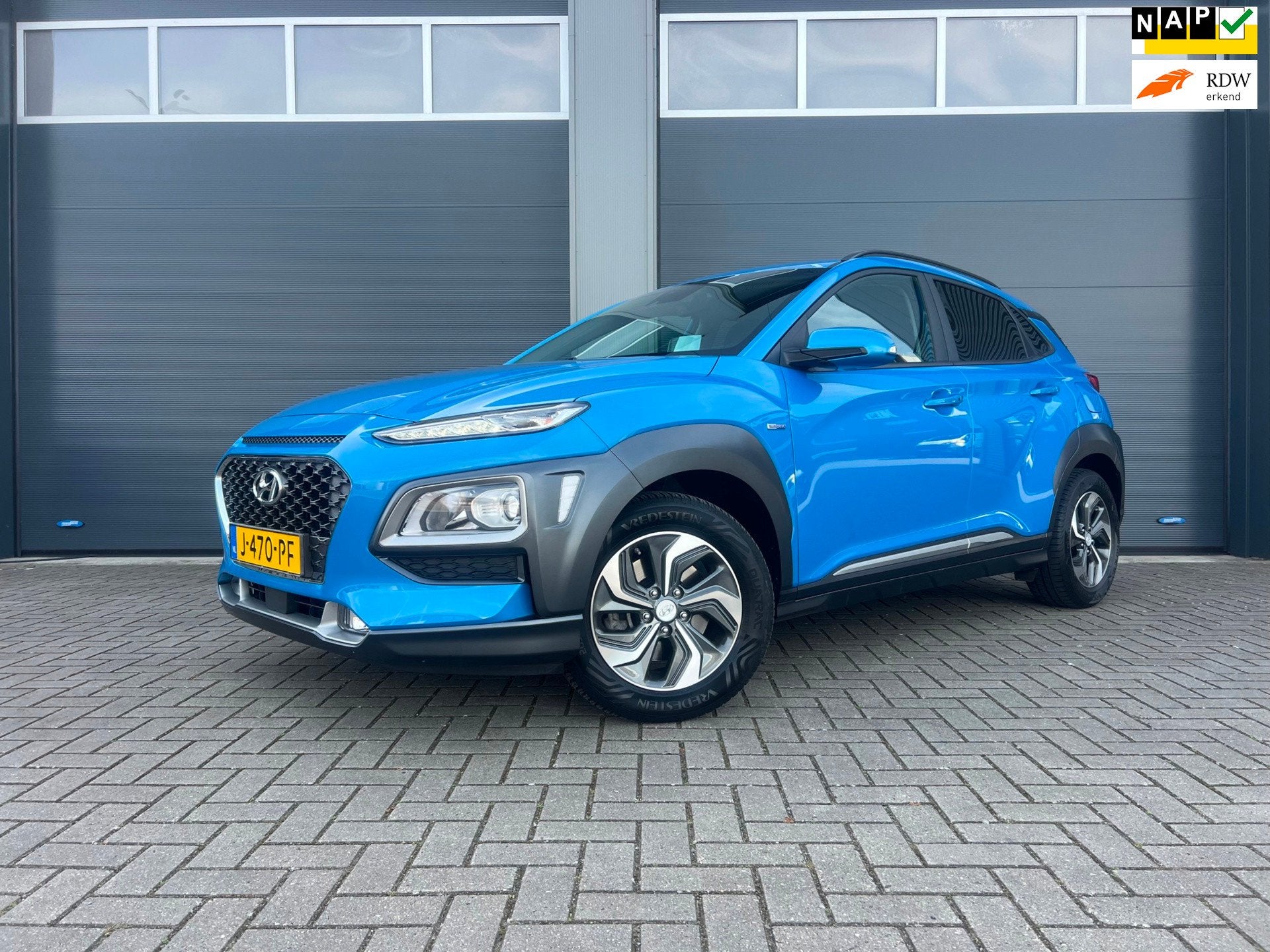 Hyundai Kona 1.6 GDI HEV Fashion|HUD|DAB+|Automaat|Camera, Auto's, Dealer onderhouden, Stof, Gebruikt, Blauw