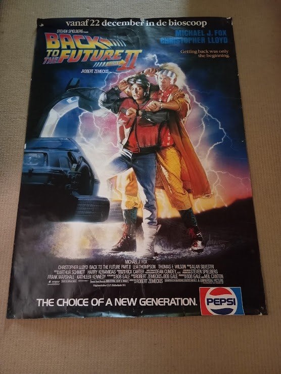 Originele Bioscoop Poster Back To The Future Deel 2, Verzenden, Zo goed als nieuw, A1 t/m A3, Film en Tv