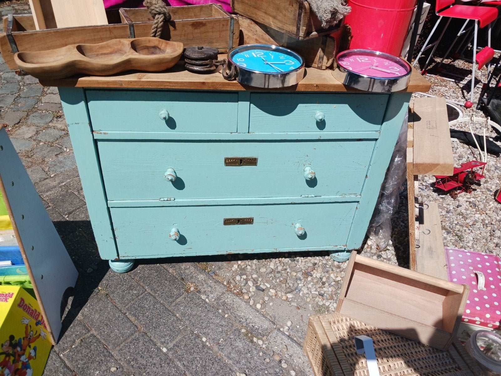 Vintage ladekastje in mintgroen, Huis en Inrichting, Kasten | Ladekasten, Ophalen, Gebruikt, 50 tot 100 cm, Minder dan 100 cm