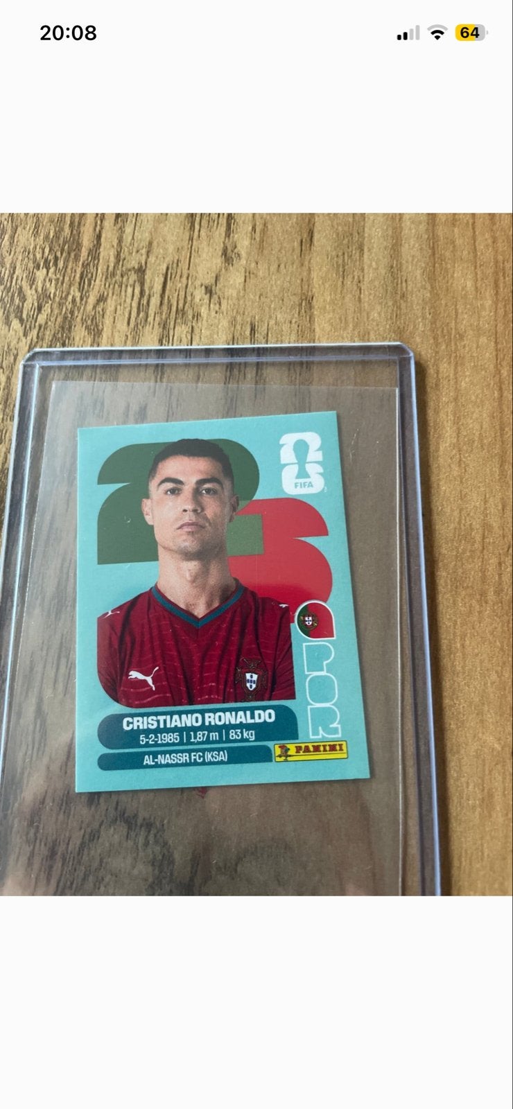Cristiano Ronaldo Panini Spelerskaart, Verzamelen, Ophalen of Verzenden, Zo goed als nieuw, Buitenlandse clubs, Spelerskaart