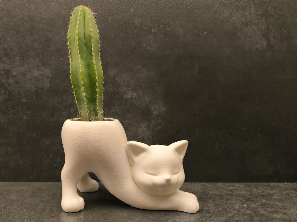 Leuke bloempot in de vorm van een kat (zonder plant), Gebruikt, Ophalen of Verzenden, Modern, X